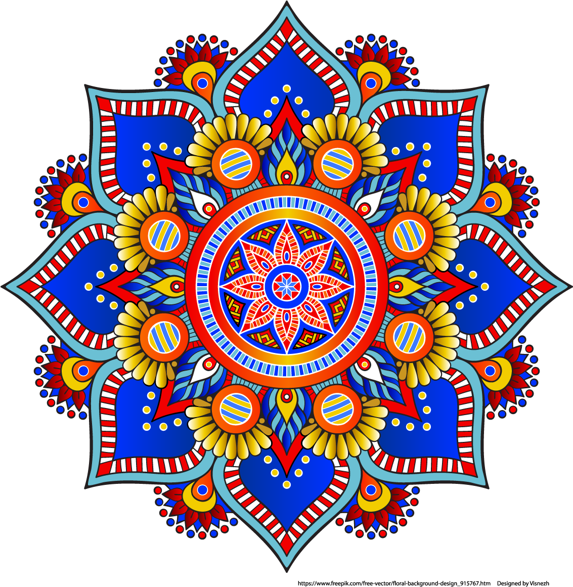 Colorful Traditional Mandala Design PNG Image