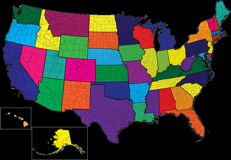 Colorful U S A Map PNG Image