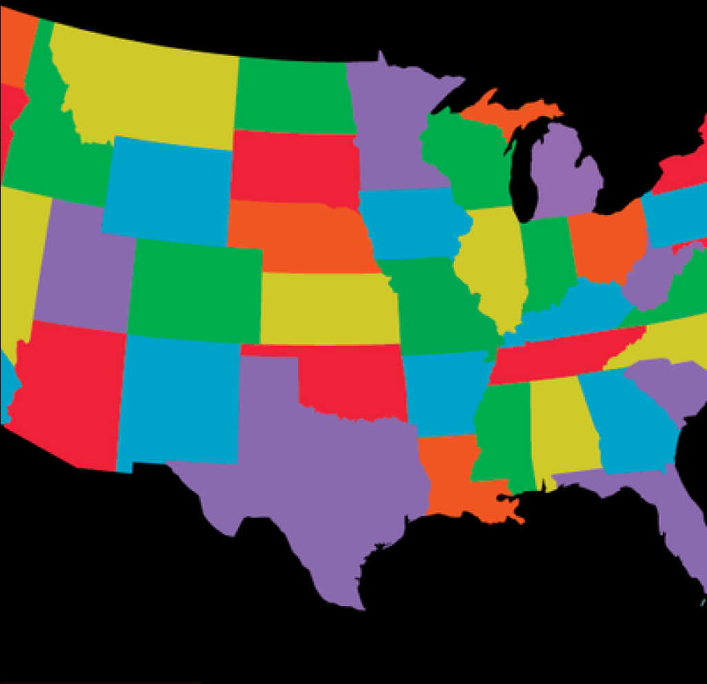 Colorful U S A Map PNG Image