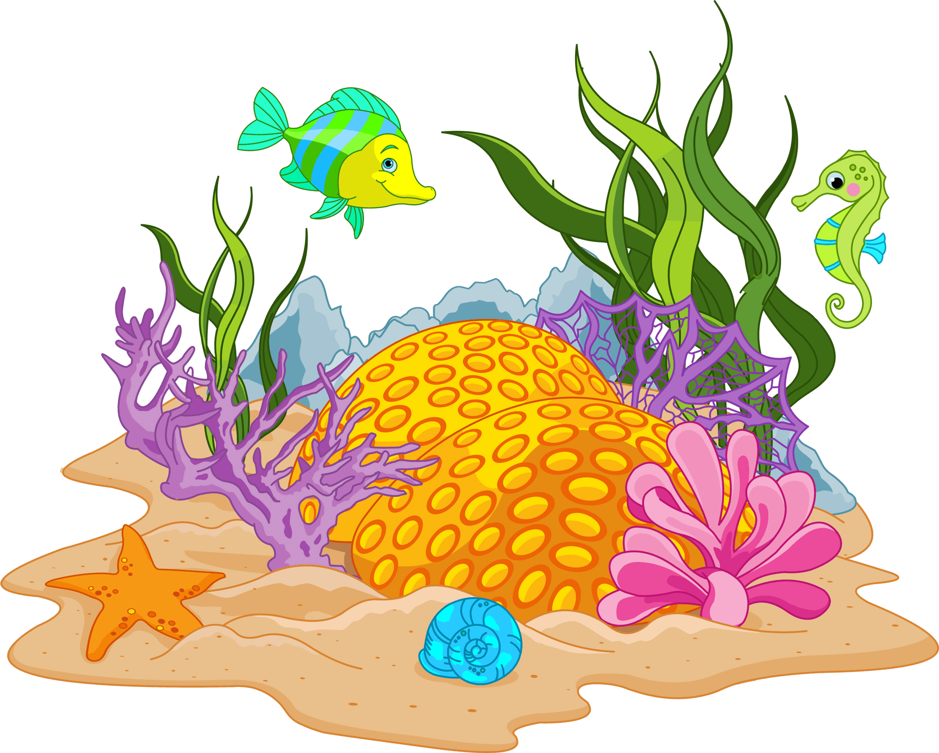 Colorful Underwater Scenewith Marine Life PNG Image