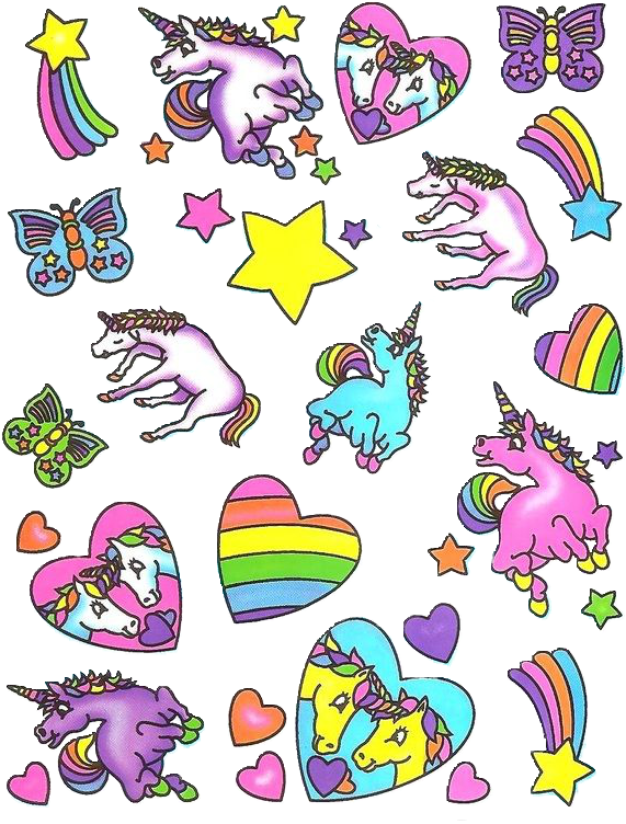 Colorful Unicorn Stickers Pattern PNG Image