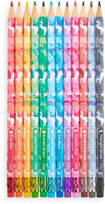 Colorful Unicorn Themed Pencils PNG Image