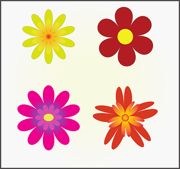 Colorful Vector Flowers Illustration PNG Image