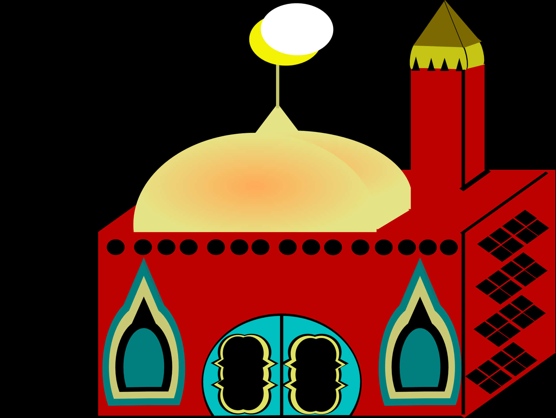 Colorful Vector Mosque Illustration PNG Image