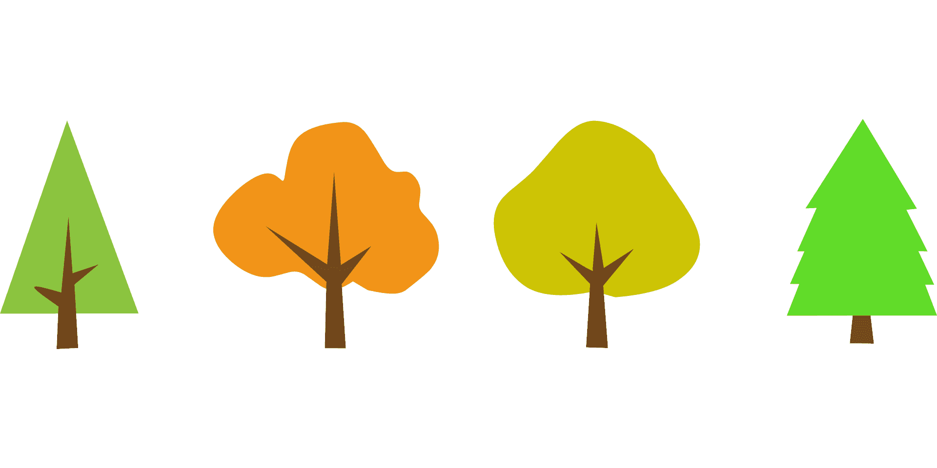 Colorful Vector Trees Collection PNG Image