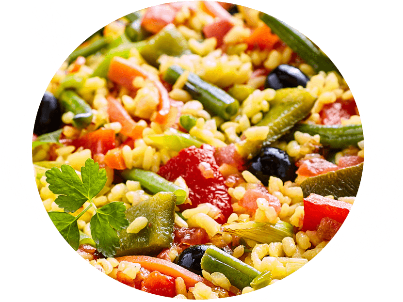 Colorful Vegetable Paella Dish PNG Image