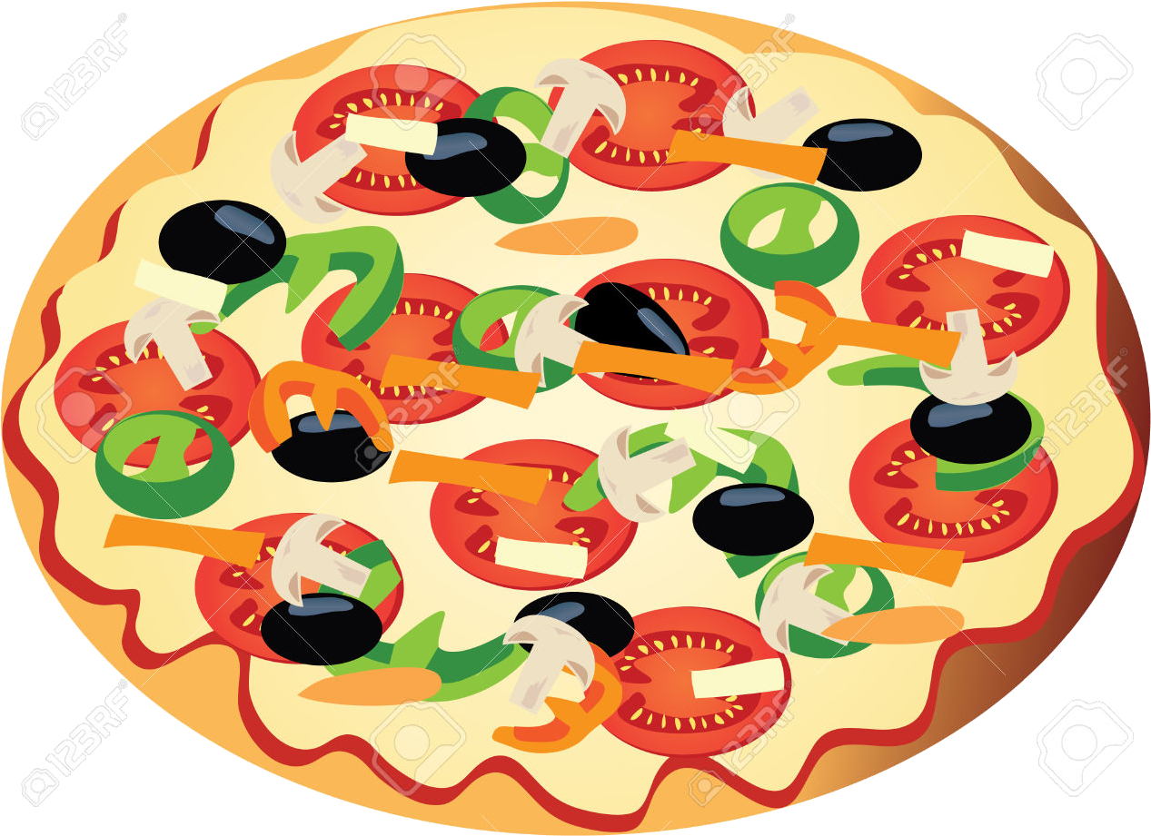 Colorful Vegetable Pizza Clipart PNG Image