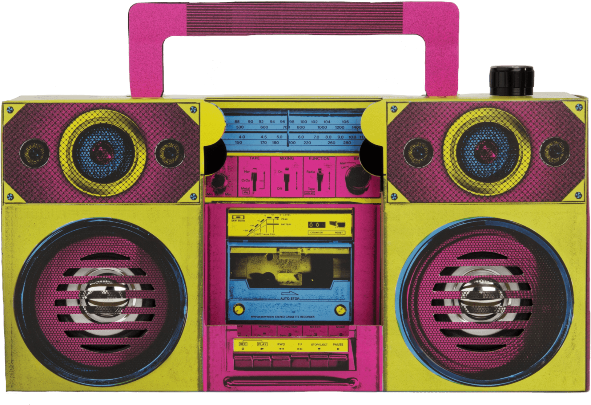 Colorful Vintage Boombox PNG Image