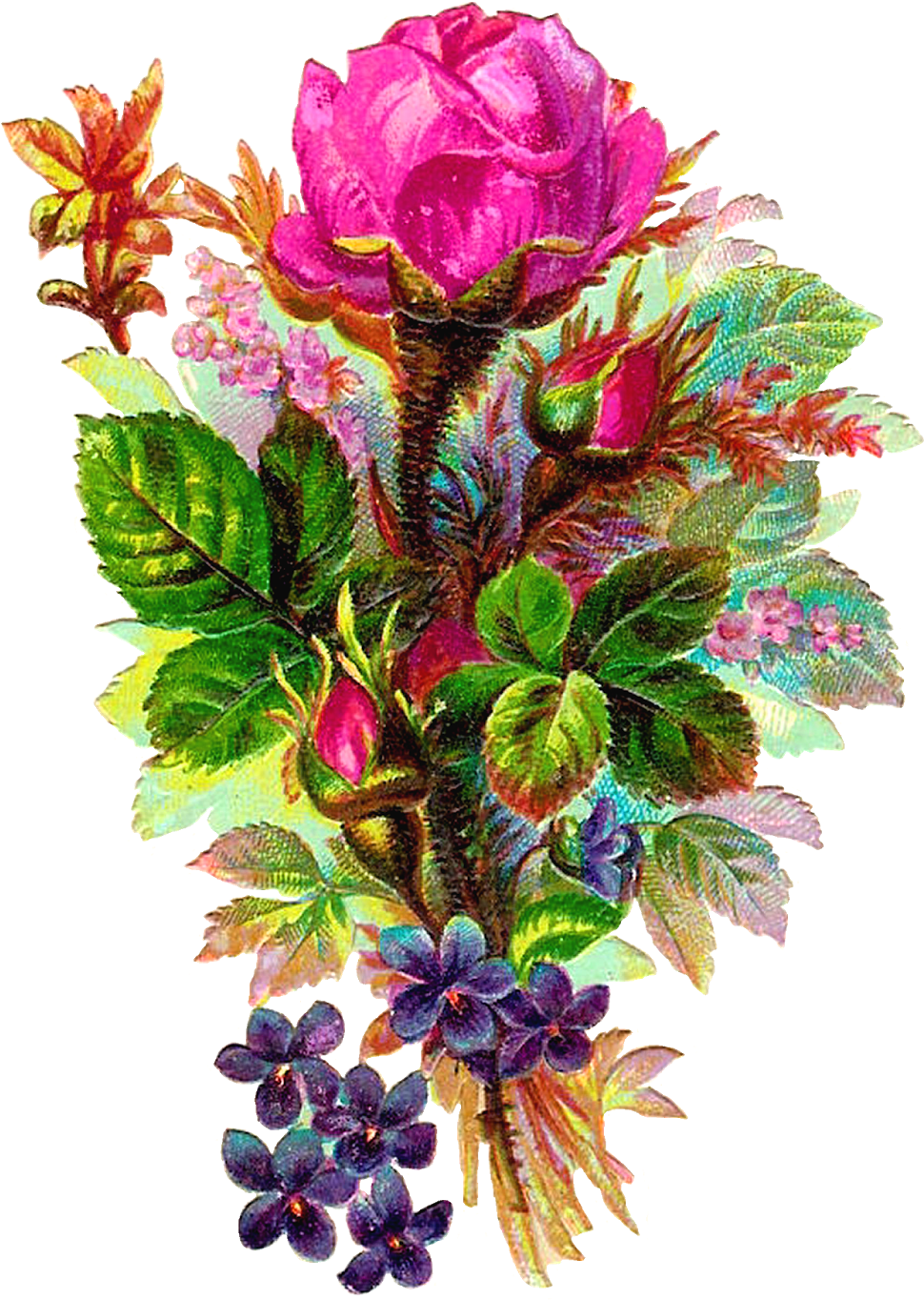 Colorful Vintage Floral Arrangement PNG Image