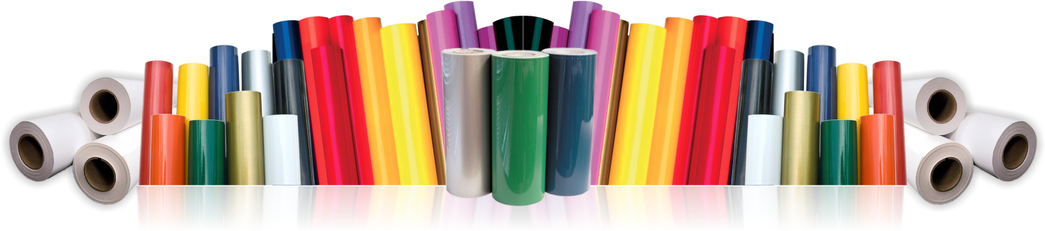 Colorful Vinyl Rolls Collection PNG Image