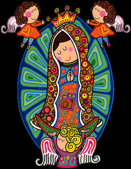 Colorful Virgen De Guadalupe Artwork PNG Image