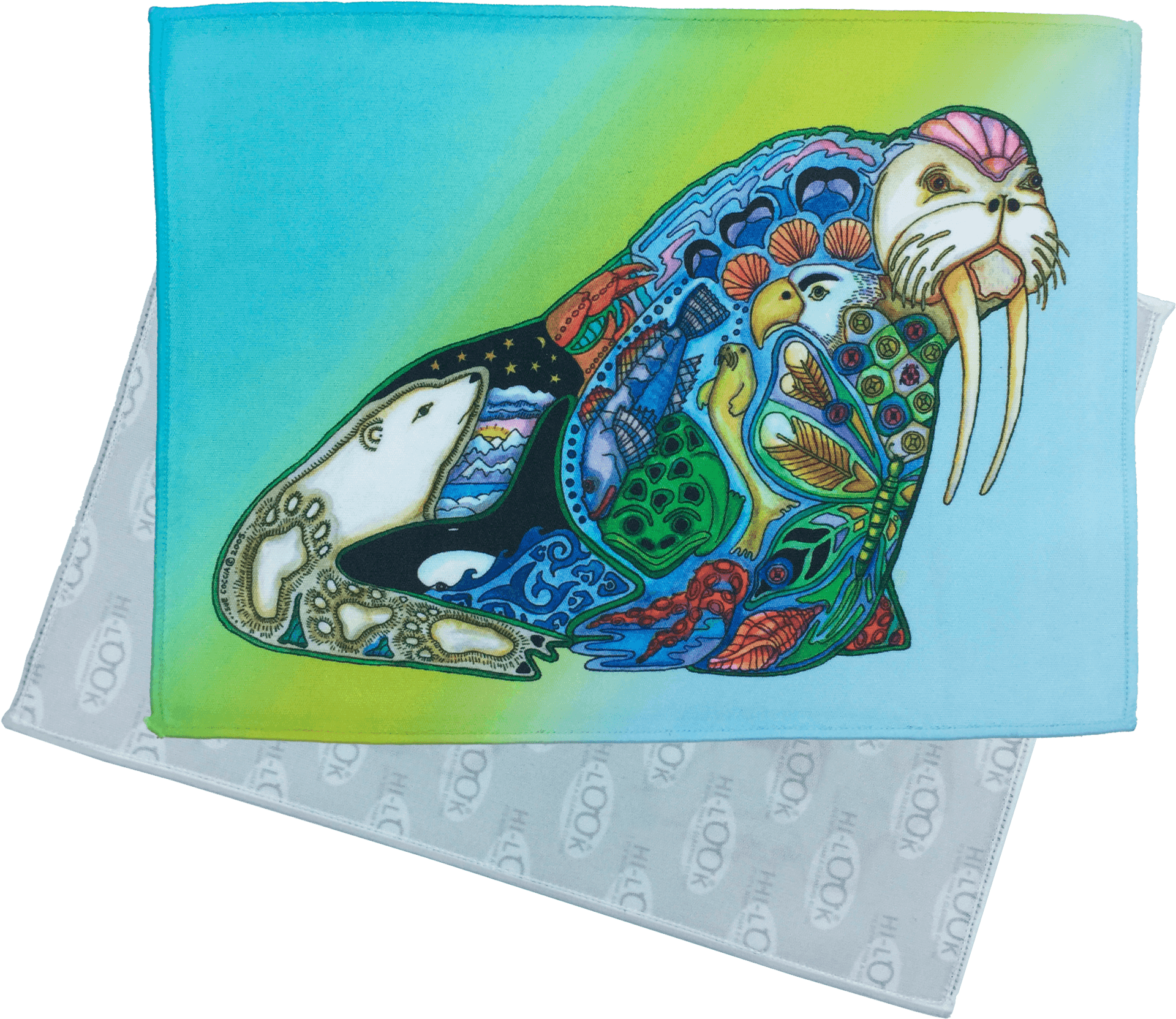 Colorful Walrus Artwork Face Mask PNG Image