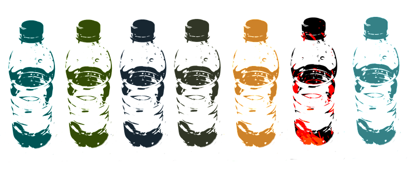 Colorful Water Bottles Abstract PNG Image