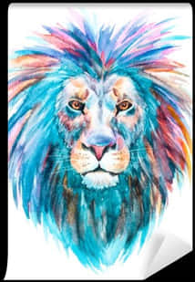 Colorful Watercolor Lion Artwork PNG Image