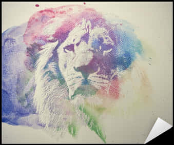 Colorful Watercolor Lion Artwork PNG Image