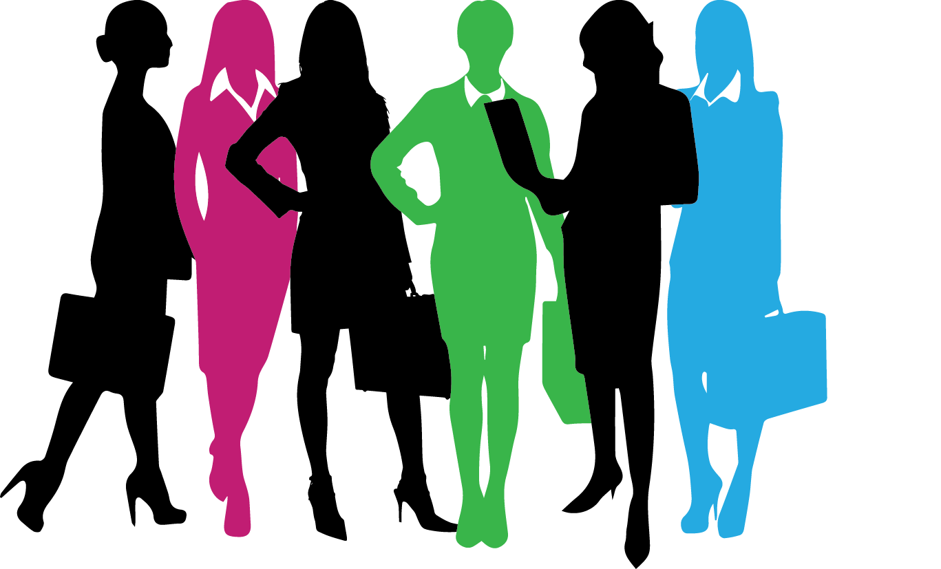 Colorful Women Silhouettes Group PNG Image