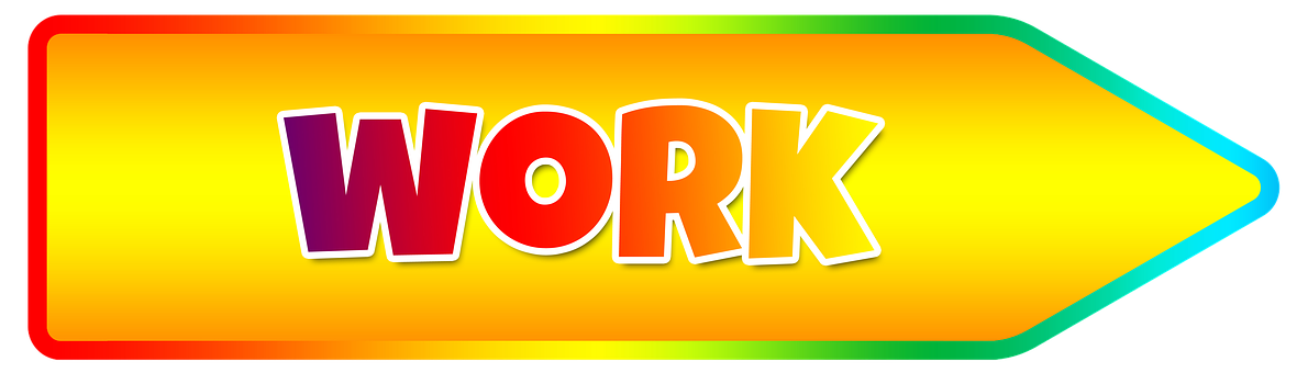 Colorful Work Arrow Sign PNG Image