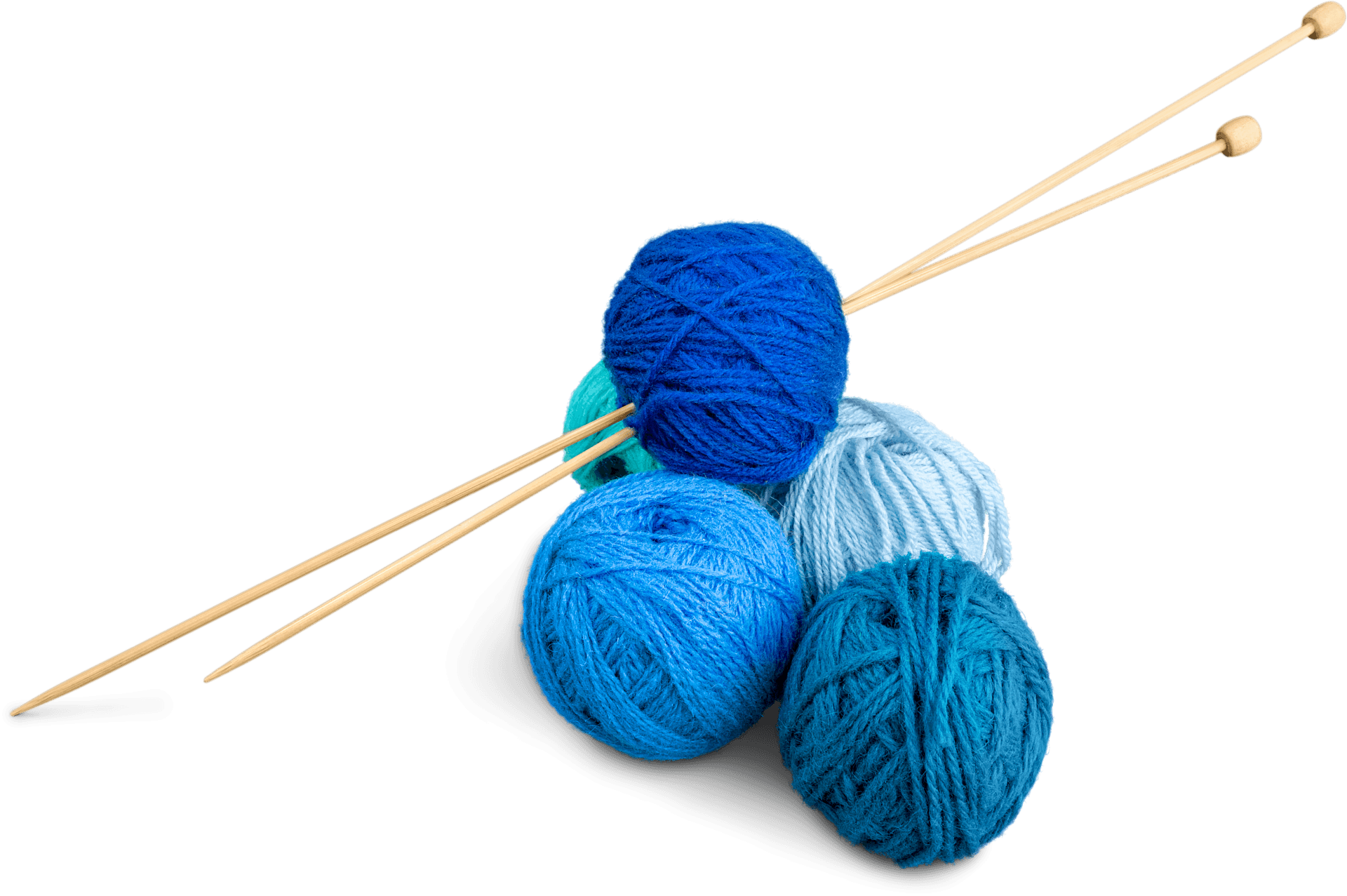 Colorful Yarn Balls With Knitting Needles PNG Image