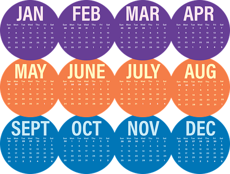 Colorful Yearly Calendar Design PNG Image