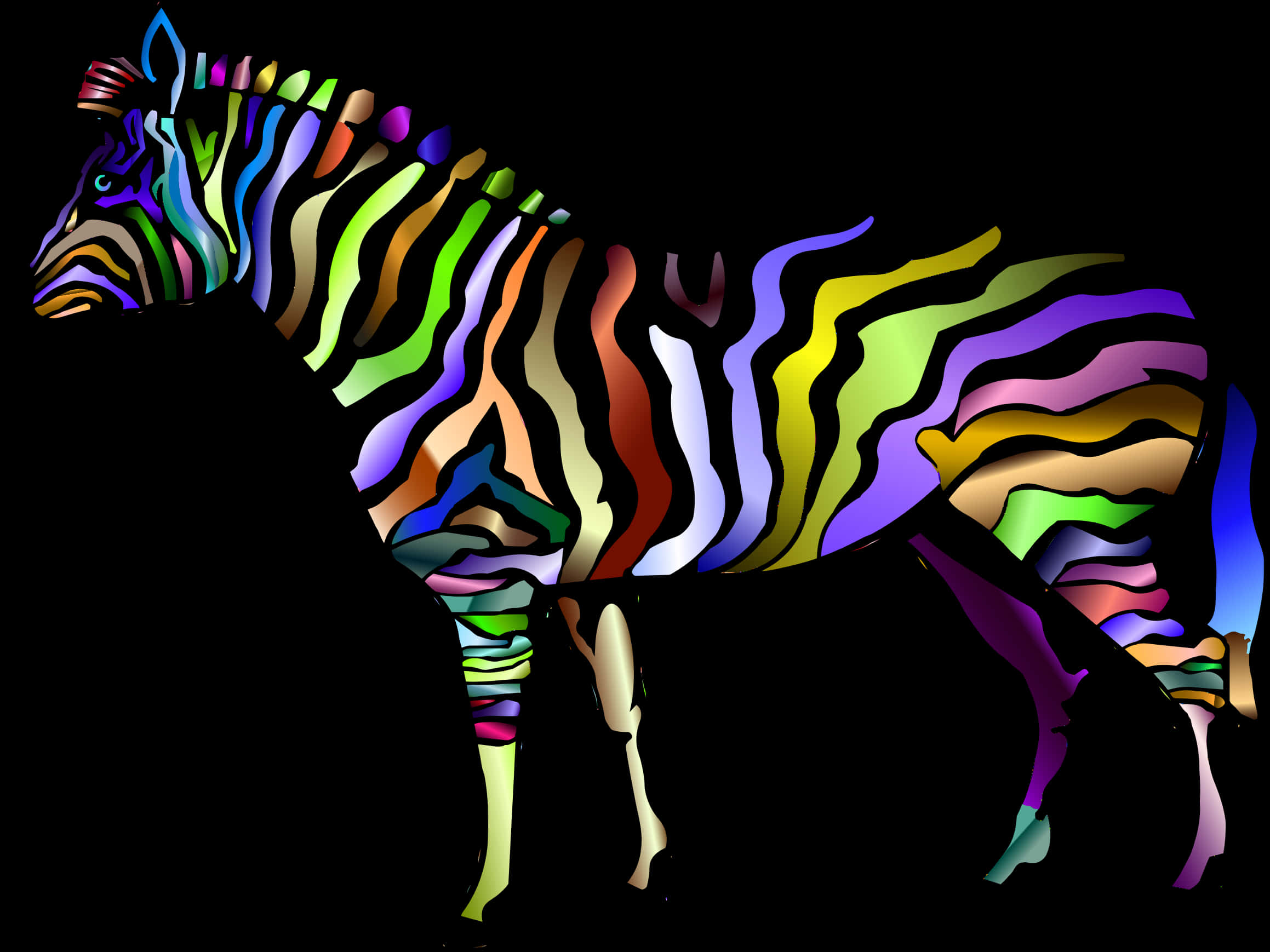 Colorful Zebra Artwork PNG Image