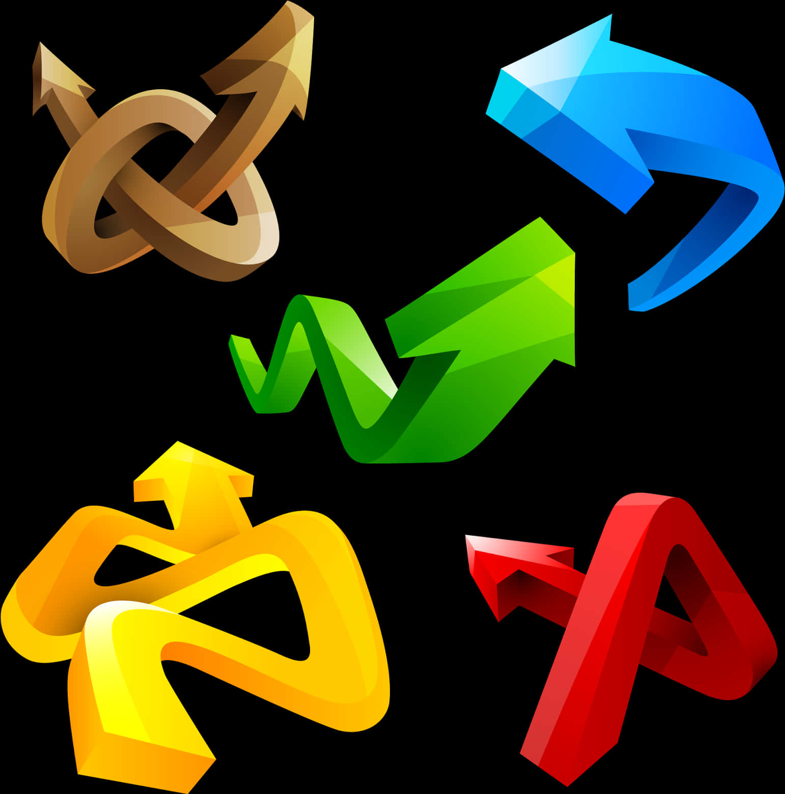 Colorful3 D Curved Arrows PNG Image