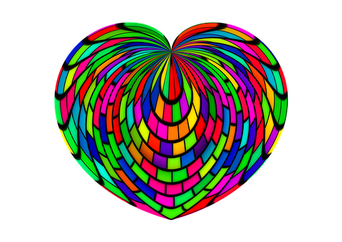 Colorful3 D Heart Art PNG Image