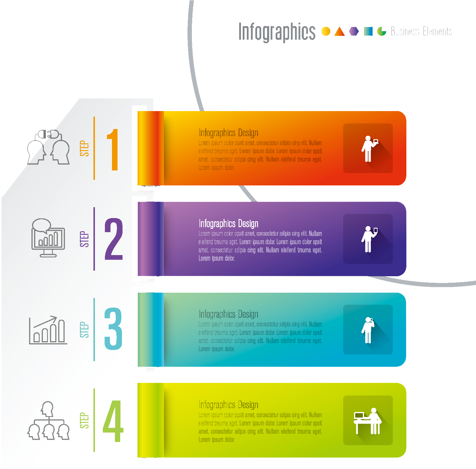 Colorful4 Step Infographic Design PNG Image