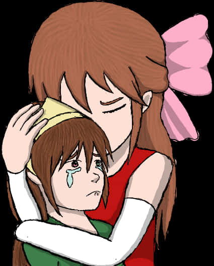 Comforting_ Anime_ Hug PNG Image