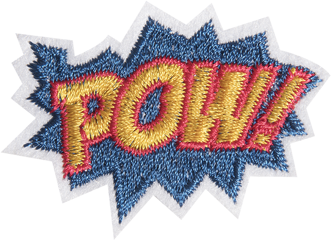 Comic Style P O W Patch PNG Image