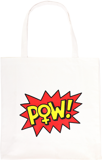 Comic Style P O W Tote Bag PNG Image