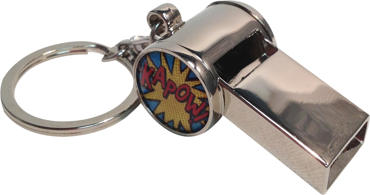 Comic Style Whistle Keychain PNG Image