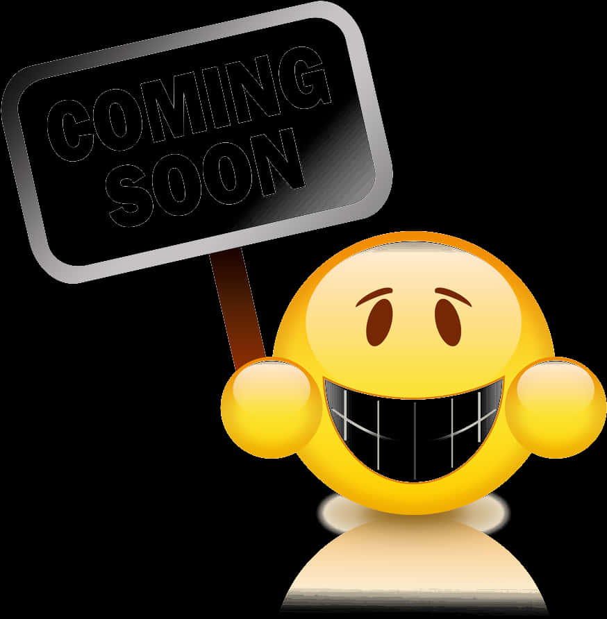 Coming Soon Signwith Smiling Emoji PNG Image