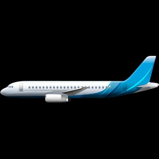 Commercial Airplane Side View Graphic PNG Image