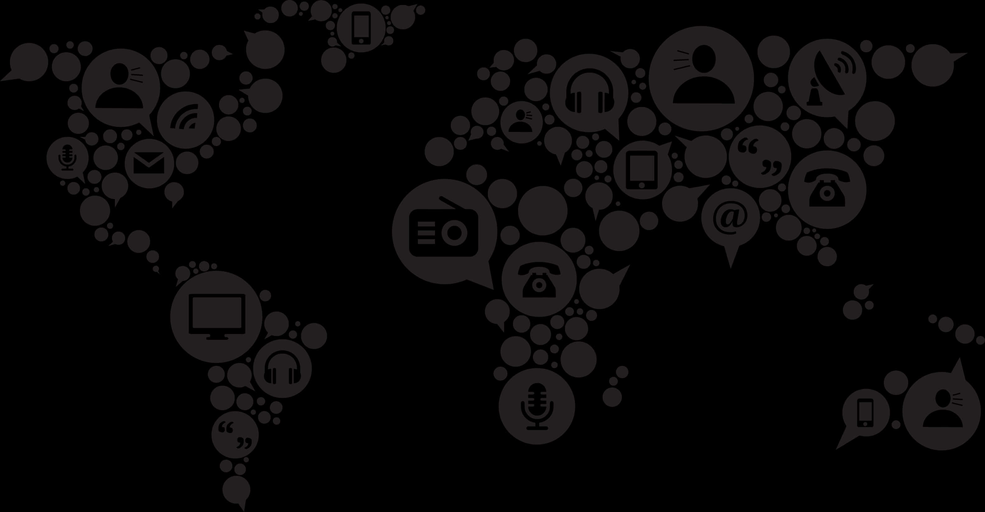 Communication Icons World Map PNG Image