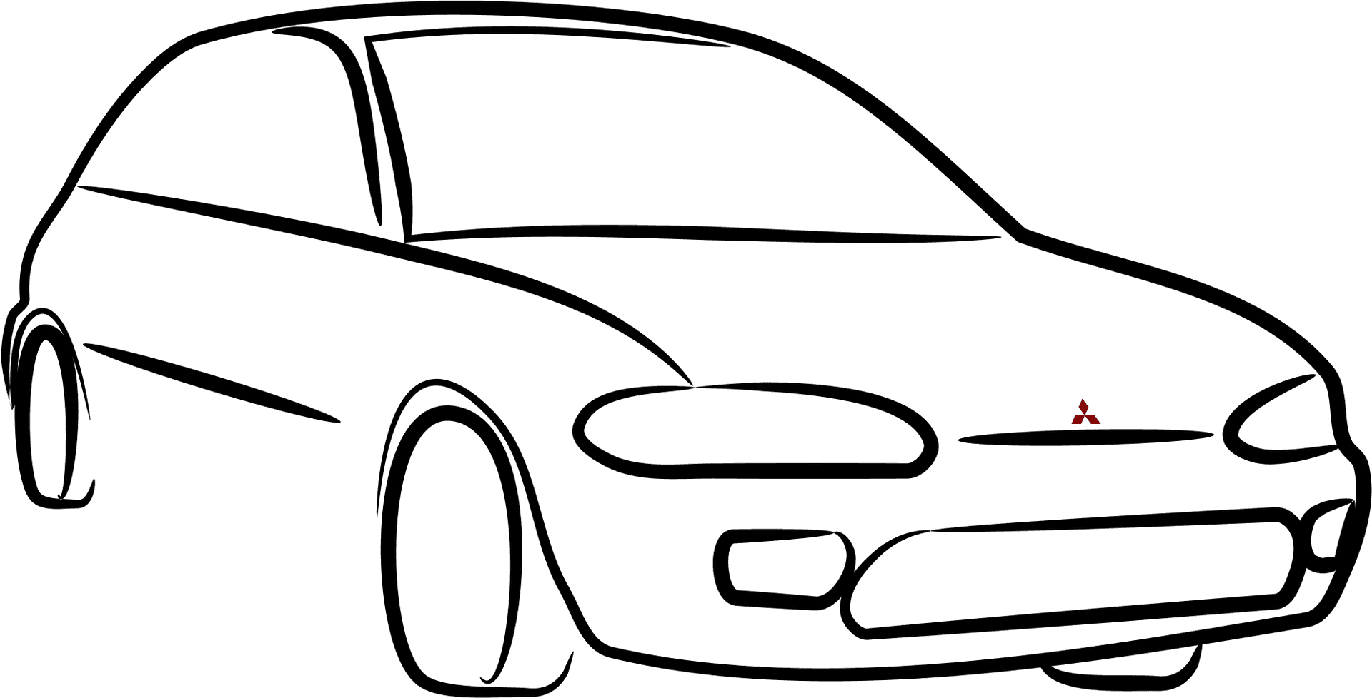 Compact Car Line Art PNG Image