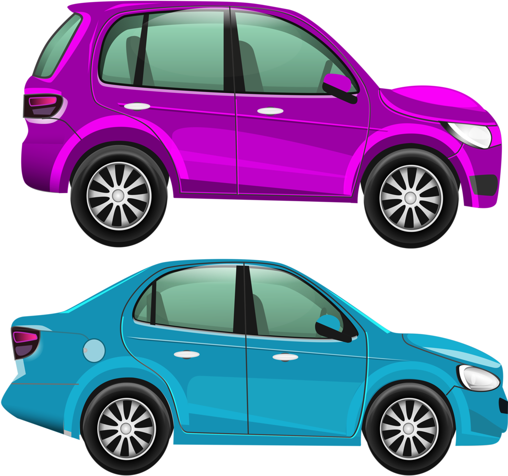 Compact Cars Side View Illustration PNG Image