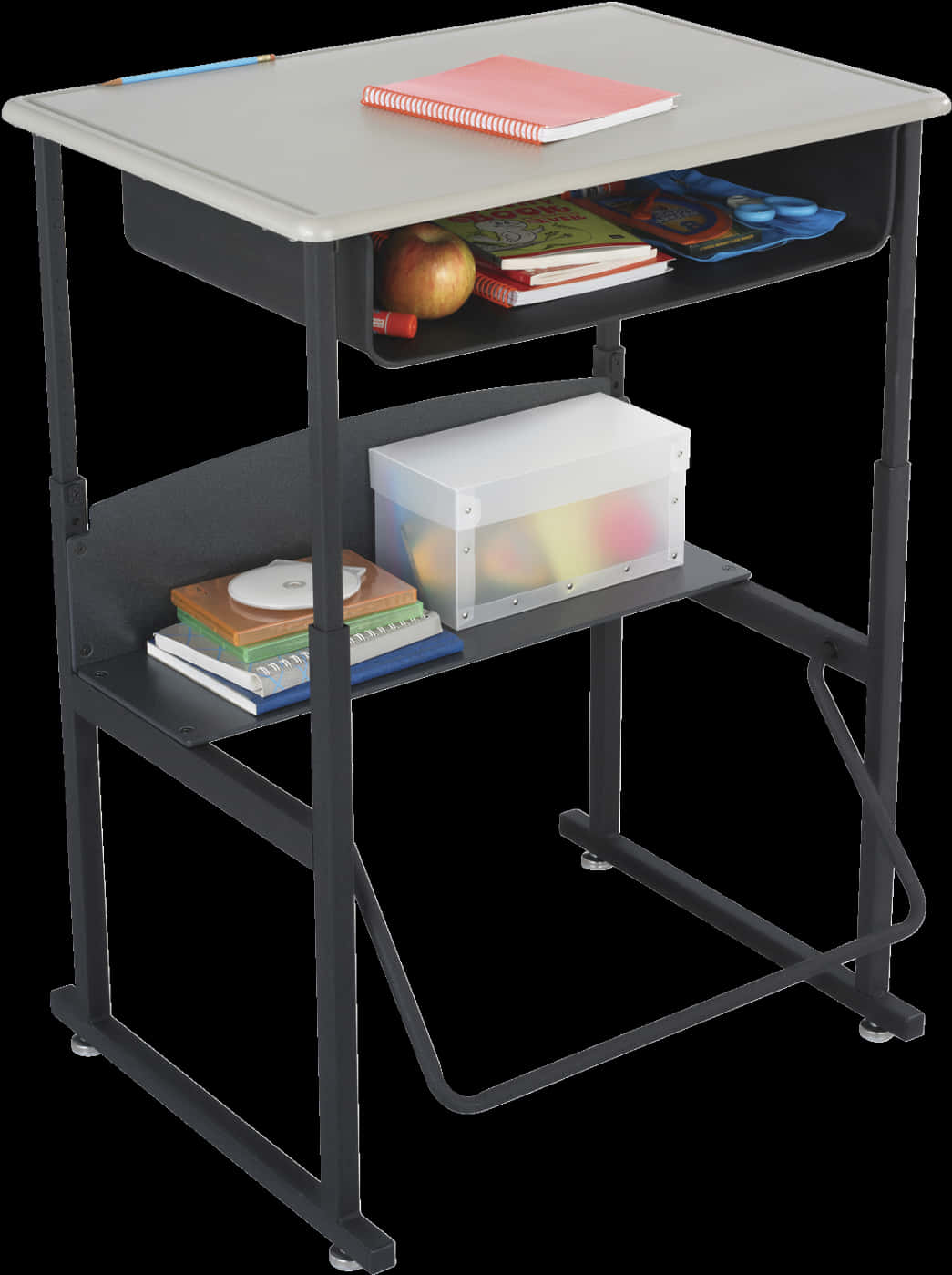 Compact Student Desk Setup PNG Image