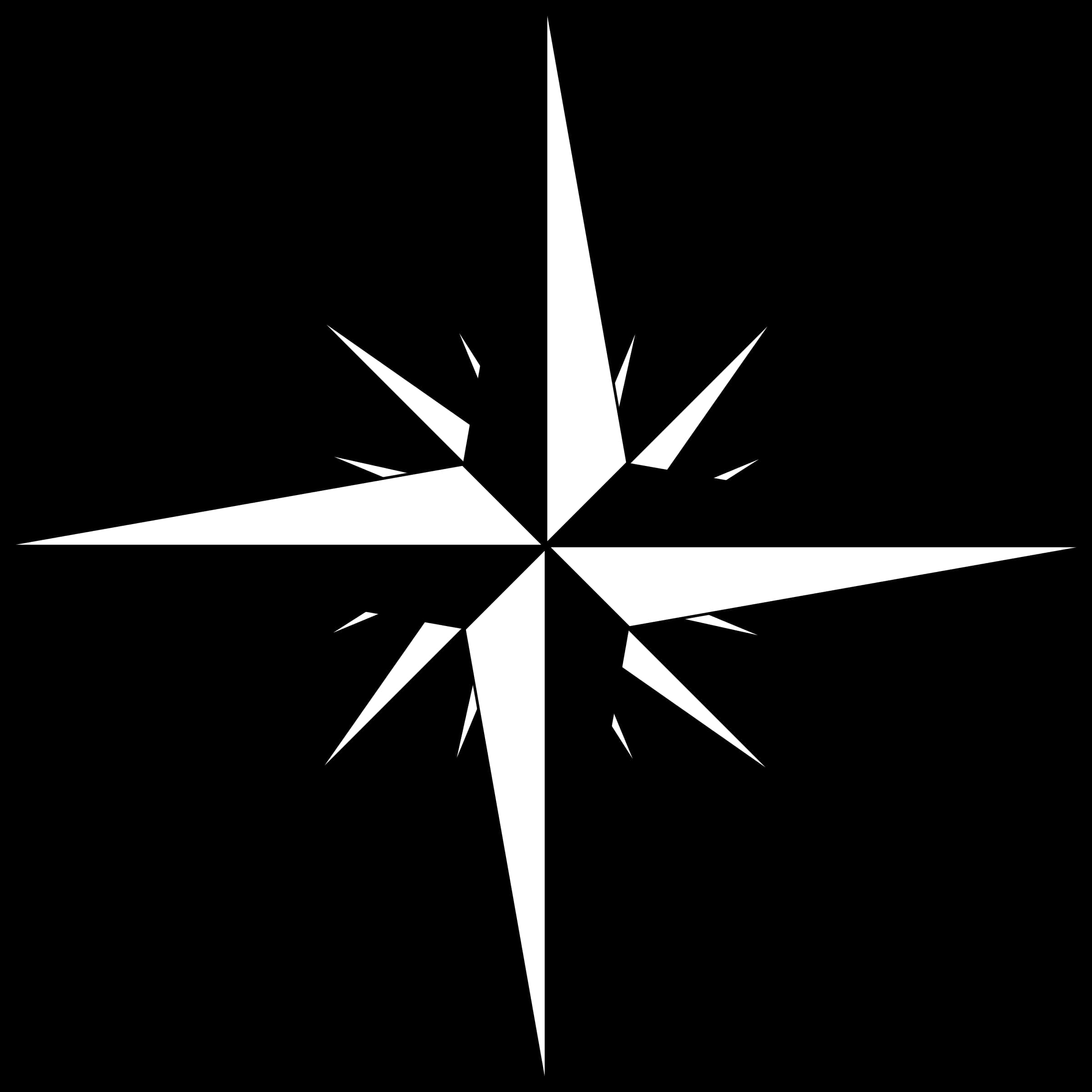 Compass Rose Graphic Blackand White PNG Image