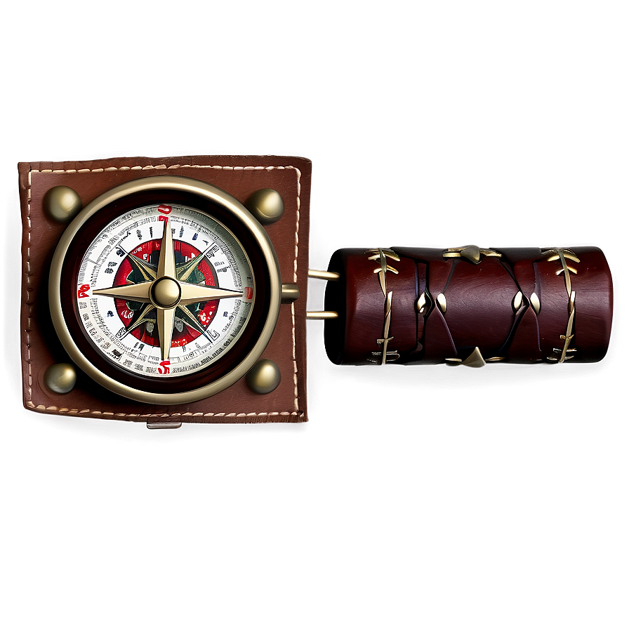 Compass With Leather Case Png 05042024 PNG Image