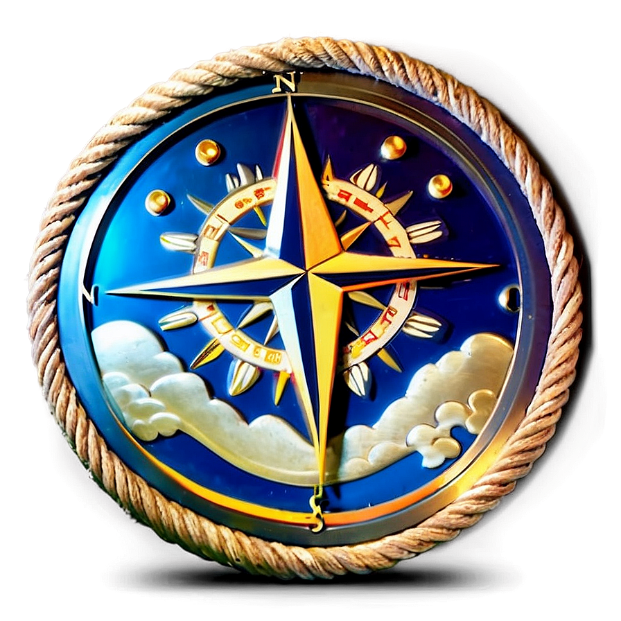 Compass With Rope Border Png Pgk PNG Image