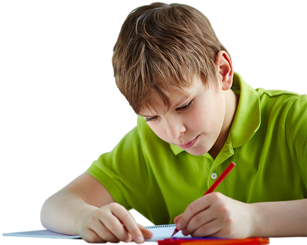 Concentrated Boy Drawing PNG Image