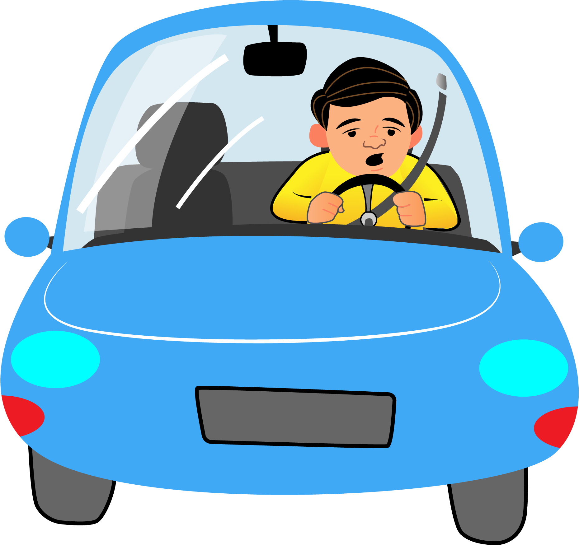 Concentrated Driver Cartoon PNG Image