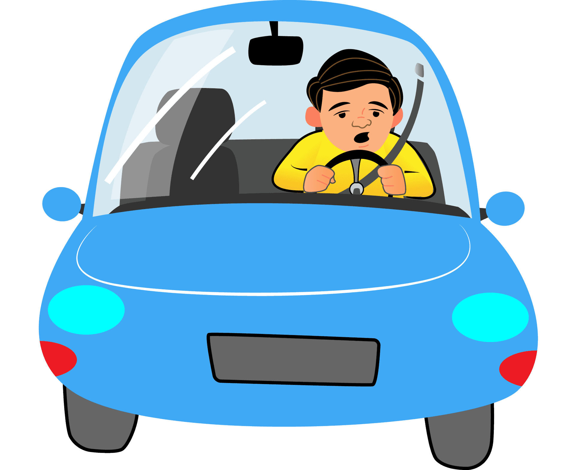 Concentrated Driver Cartoon PNG Image