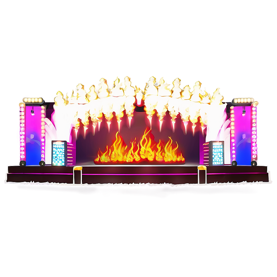 Concert Stage With Pyrotechnics Png Etb PNG Image