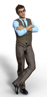 Confident Businessman Crossed Arms PNG Image