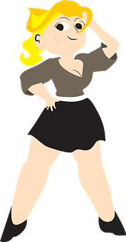 Confident Cartoon Girl Pose PNG Image