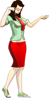 Confident Cartoon Woman Posing PNG Image