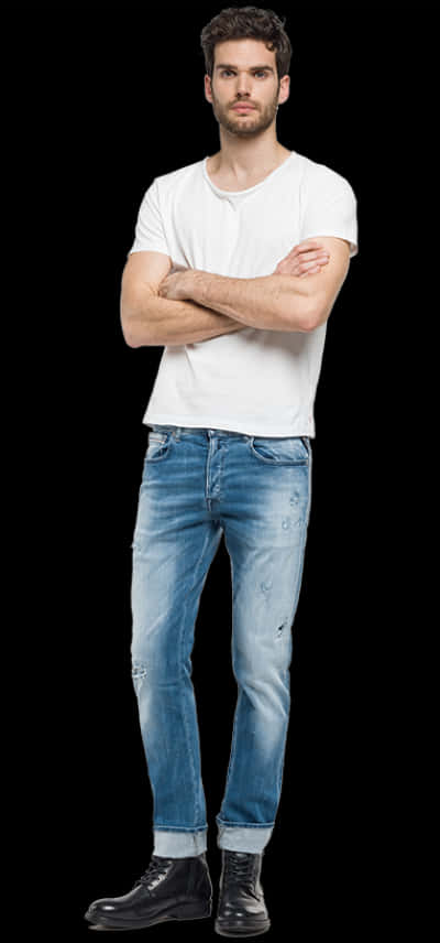 Confident Man Crossed Arms PNG Image