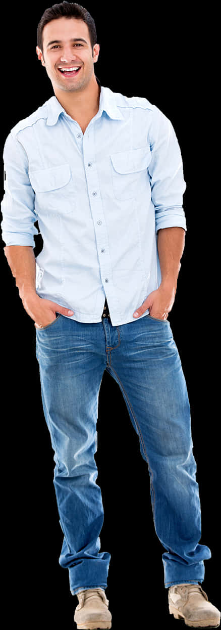 Confident Man Standing Casually PNG Image