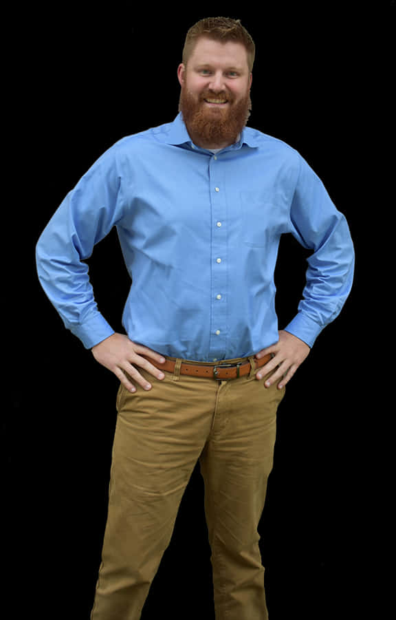 Confident Man Standing Hands On Hips PNG Image